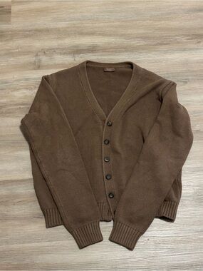 Brandy Melville Brown Button Front V-Neck Cardigan
